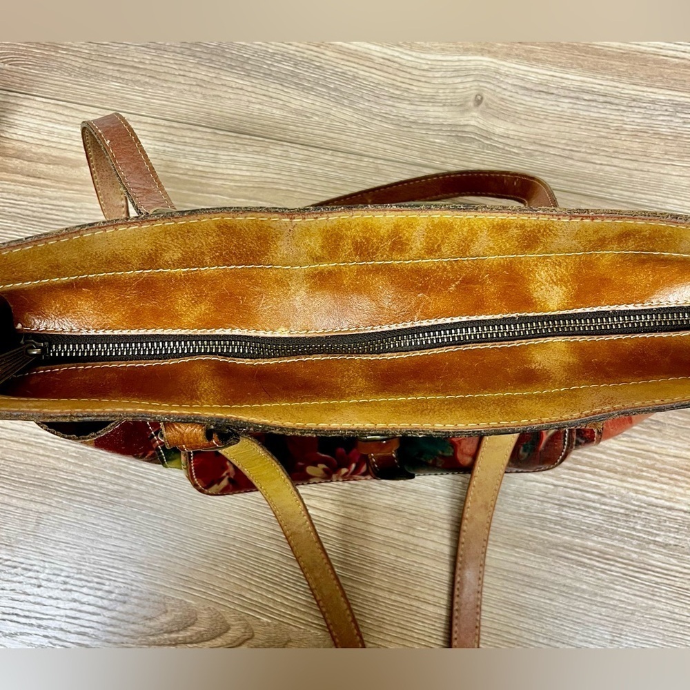 Patricia Nash Bolsena Tote English Mums Multi Brown Earthy Floral Leather Bag - Picture 9 of 12